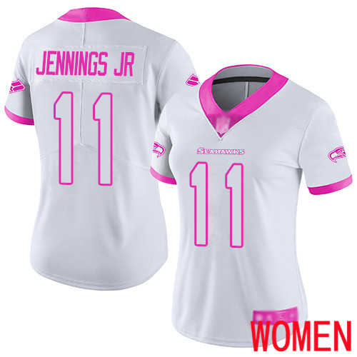 Seattle Seahawks Limited White Pink Women Gary Jennings Jr. Jersey NFL Football #11 Rush Fashion